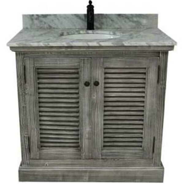 Infurniture 36 In. 19 Series Rustic Solid Fir Single Sink Vanity, Grey WK1936-G